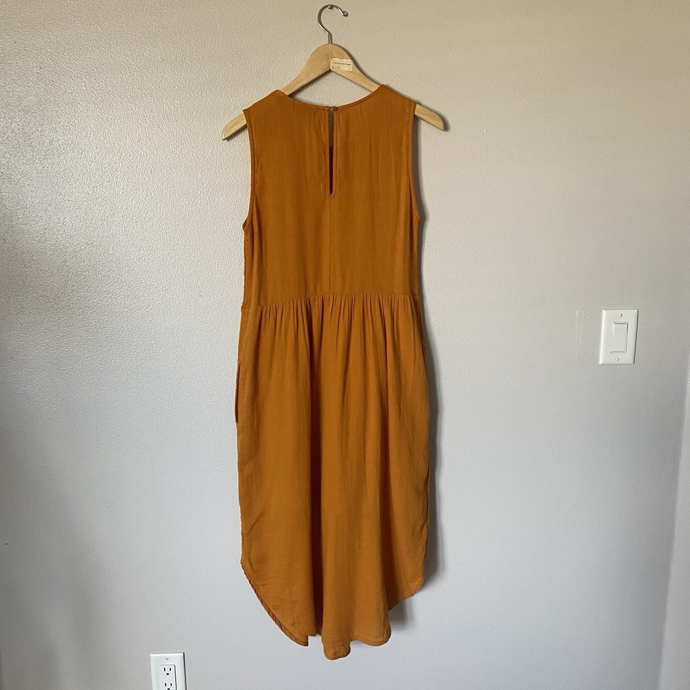 Prana Seakissed Dress Smocked Bodice Pockets Organic Cotton Copper Woman's Large - Picture 5 of 7
